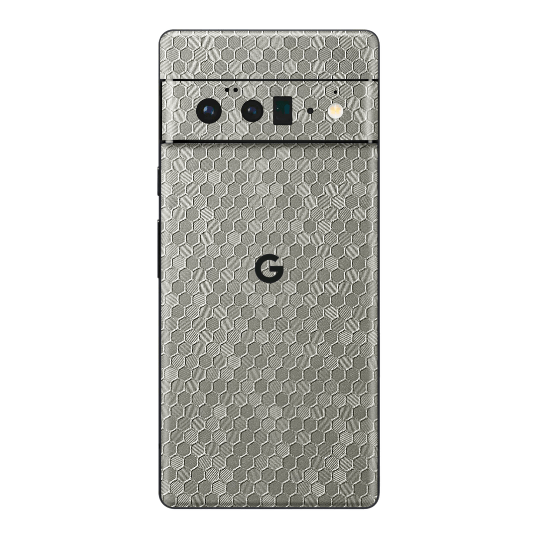 Google Pixel 6 Pro Luxuria Silver Honeycomb 3D Textured Skin Wrap Sticker Decal Cover Protector by EasySkinz | EasySkinz.com