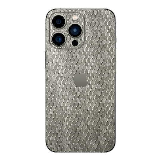 iPhone 14 Pro MAX LUXURIA SILVER HONEYCOMB 3D TEXTURED Skin - Premium Protective Skin Wrap Sticker Decal Cover by QSKINZ | Qskinz.com