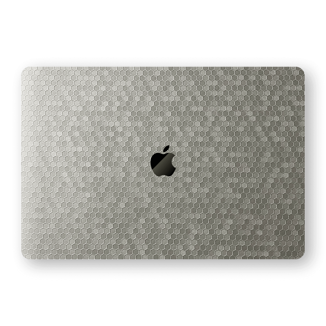 MacBook Pro 13" (No Touch Bar) SILVER Honeycomb 3D Textured Skin Wrap Sticker Decal Cover Protector by EasySkinz