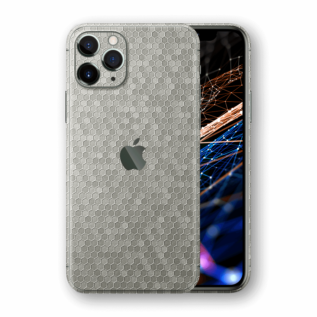 iPhone 11 PRO MAX SILVER Honeycomb 3D Textured Skin Wrap Sticker Decal Cover Protector by EasySkinz