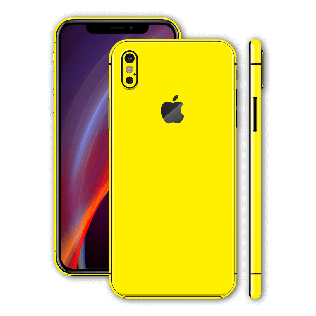 iPhone XS MAX Glossy LEMON Yellow Skin Wrap Decal