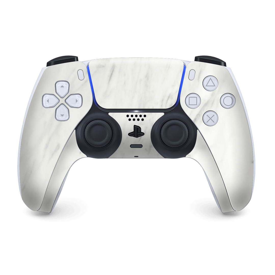 PS5 Playstation 5 DualSense Wireless Controller Skin - Luxuria White MARBLE Stone Skin Wrap Decal Cover Protector by EasySkinz | EasySkinz.com