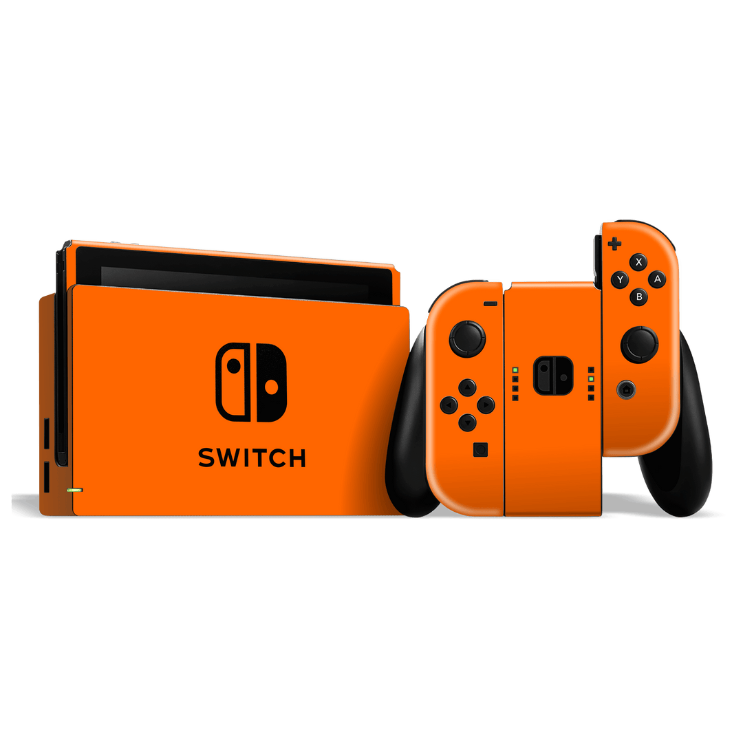 Nintendo SWITCH Glossy ORANGE Skin Wrap Sticker Decal Cover Protector by EasySkinz