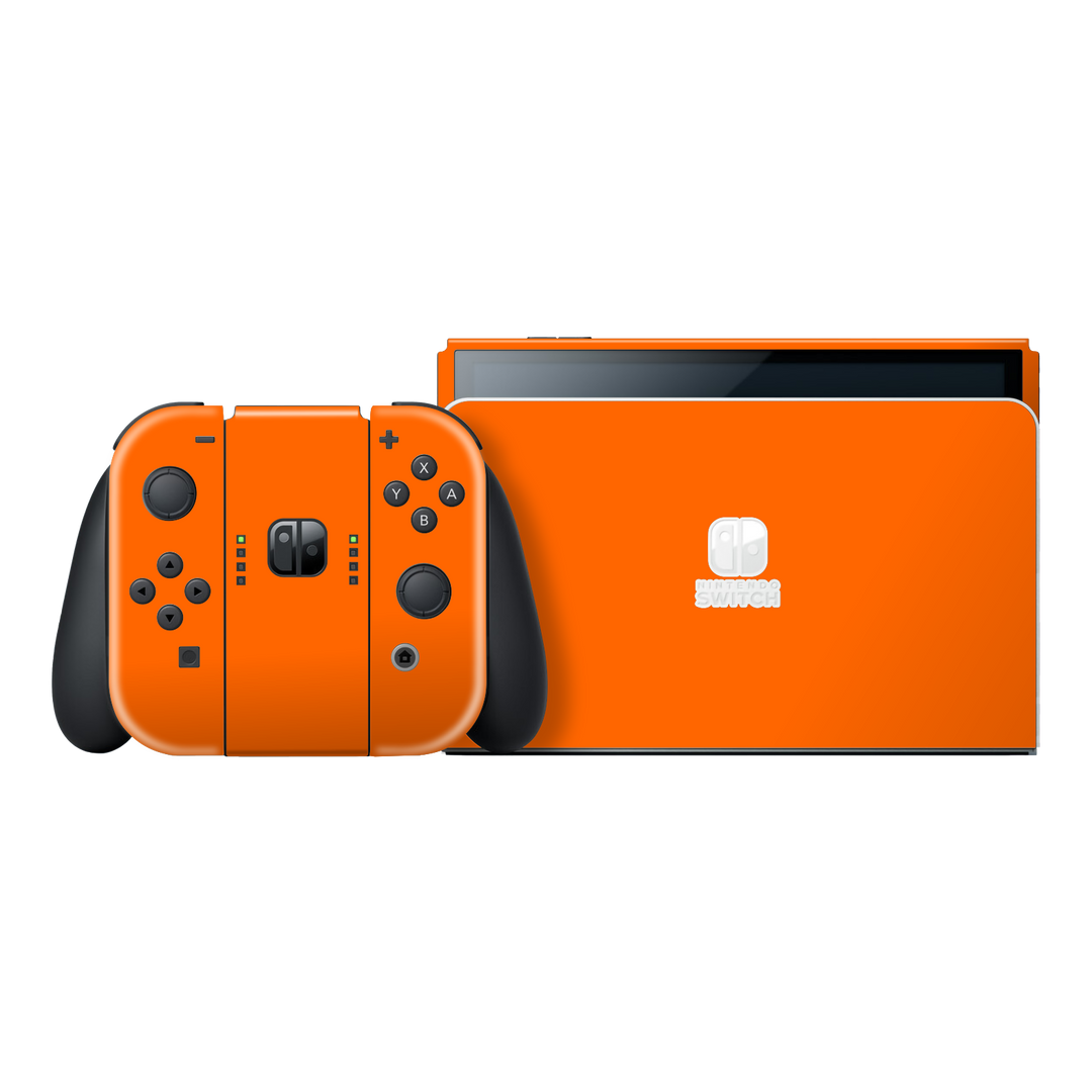 Nintendo Switch OLED Gloss Orange Skin Wrap Sticker Decal Cover Protector by EasySkinz | EasySkinz.com