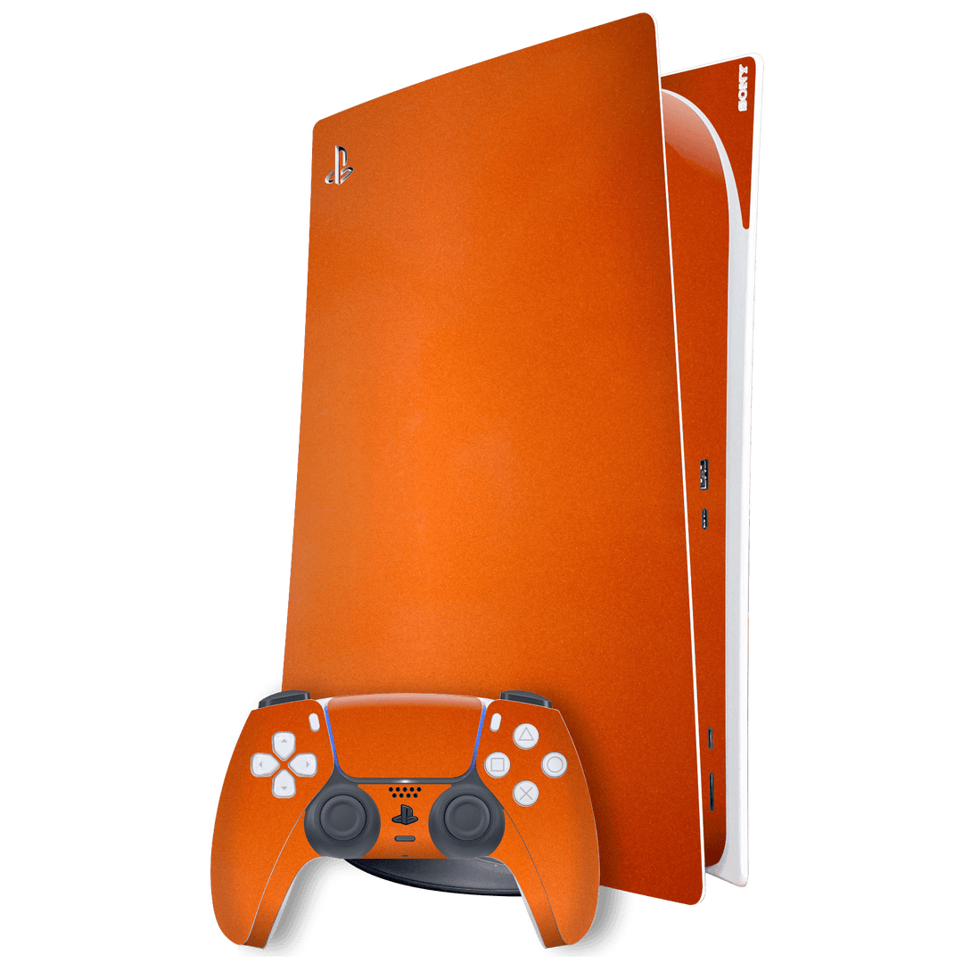 Playstation 5 (PS5) DIGITAL EDITION Fiery Orange Tuning Metallic Gloss Finish Skin Wrap Sticker Decal Cover Protector by EasySkinz | EasySkinz.com