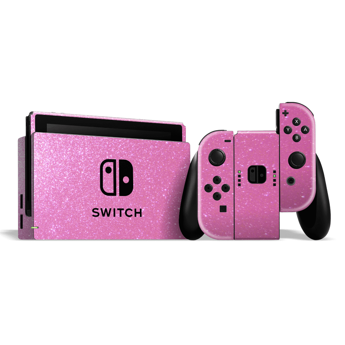Nintendo SWITCH Diamond Pink Glitter Shimmering Skin Wrap Sticker Decal Cover Protector by EasySkinz