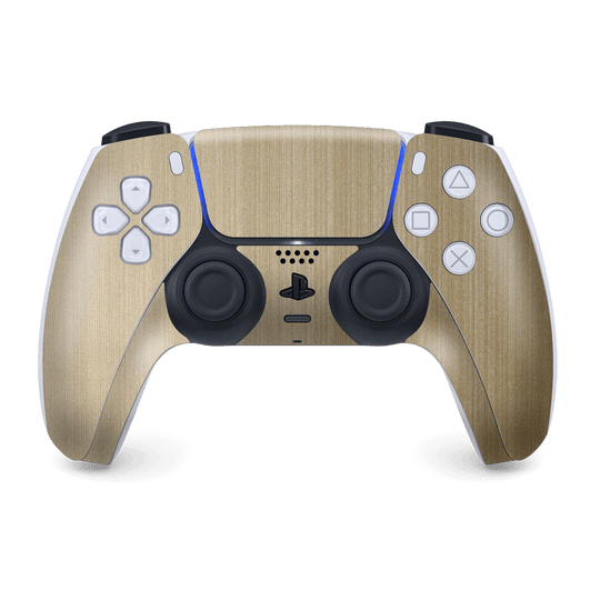 PS5 Playstation 5 DualSense Wireless Controller Skin - Brushed Metal Champagne Gold Metallic Skin Wrap Decal Cover Protector by EasySkinz | EasySkinz.com