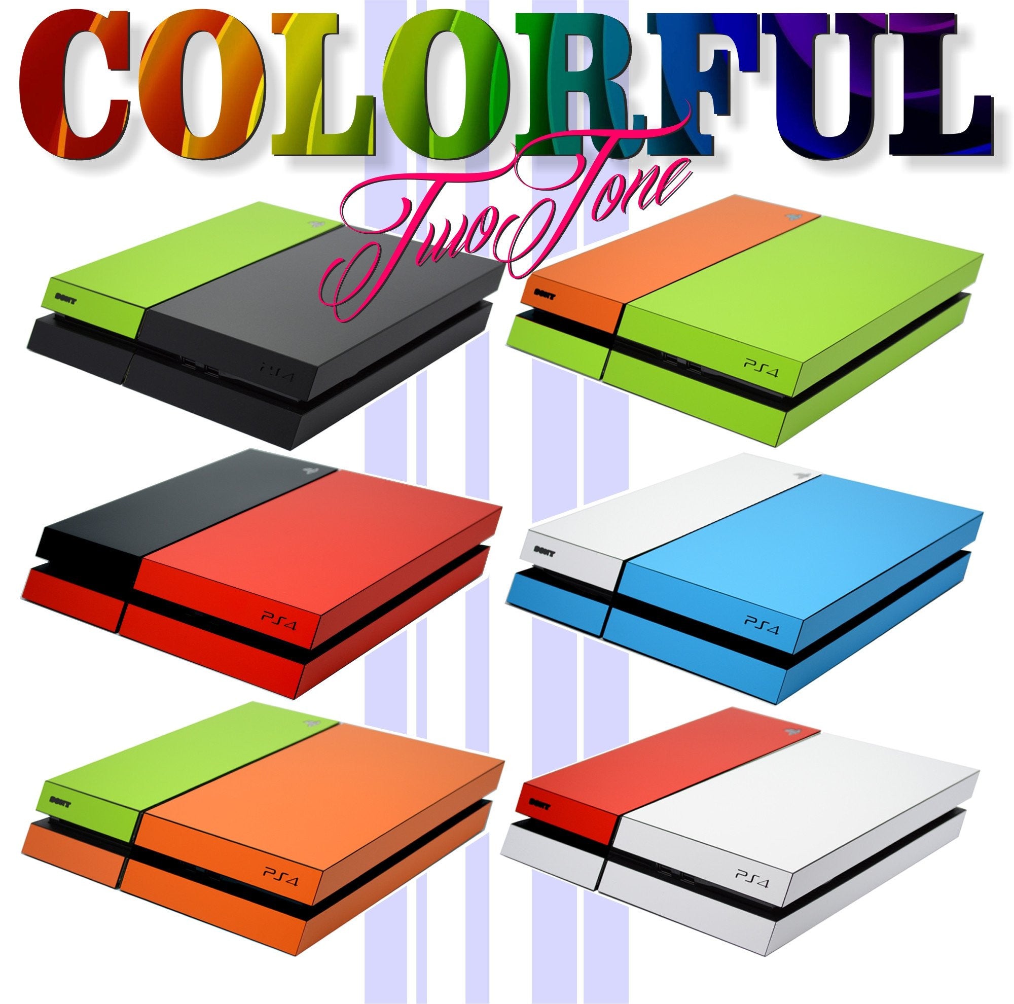 Playstation 4 (PS4) COLORFUL MATT Two Tone Skin / Wrap / Cover – Qskinz™