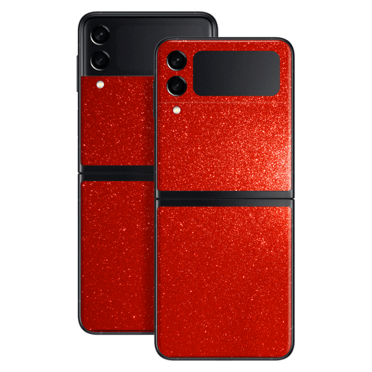 Samsung Galaxy Z Flip 3 Diamond Red Shimmering Sparkling Glitter Skin Wrap Sticker Decal Cover Protector by EasySkinz | EasySkinz.com