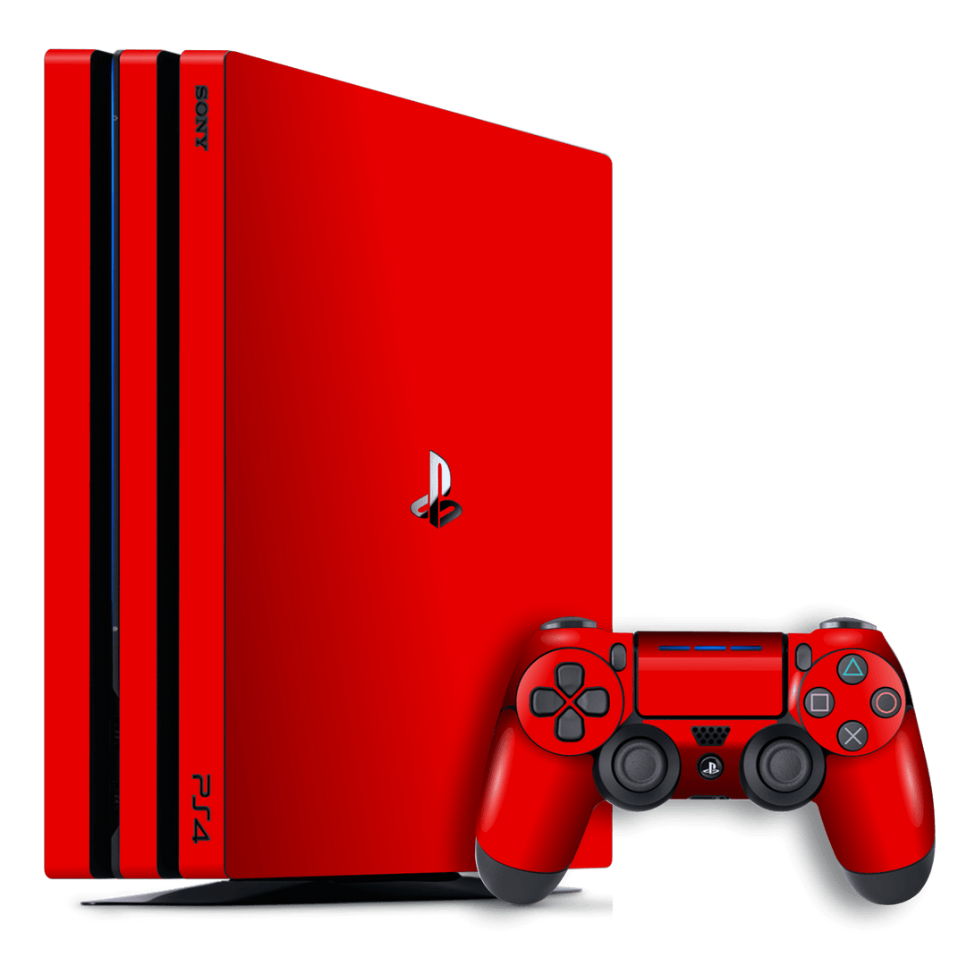 Playstation PRO Glossy Bright RED Skin - Main Image