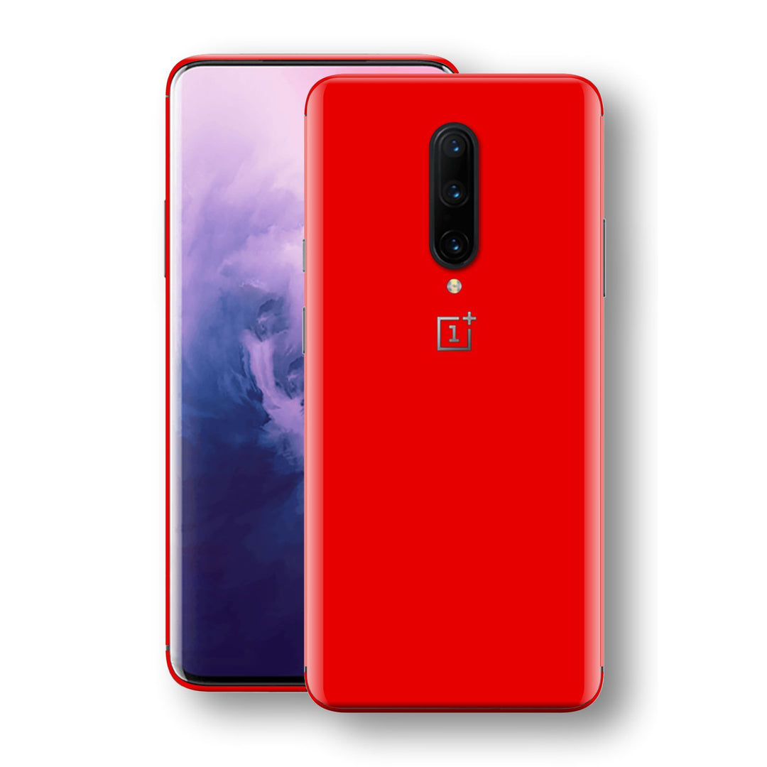 OnePlus 7 PRO Bright Red Glossy Gloss Finish Skin, Decal, Wrap, Protector, Cover by EasySkinz | EasySkinz.com