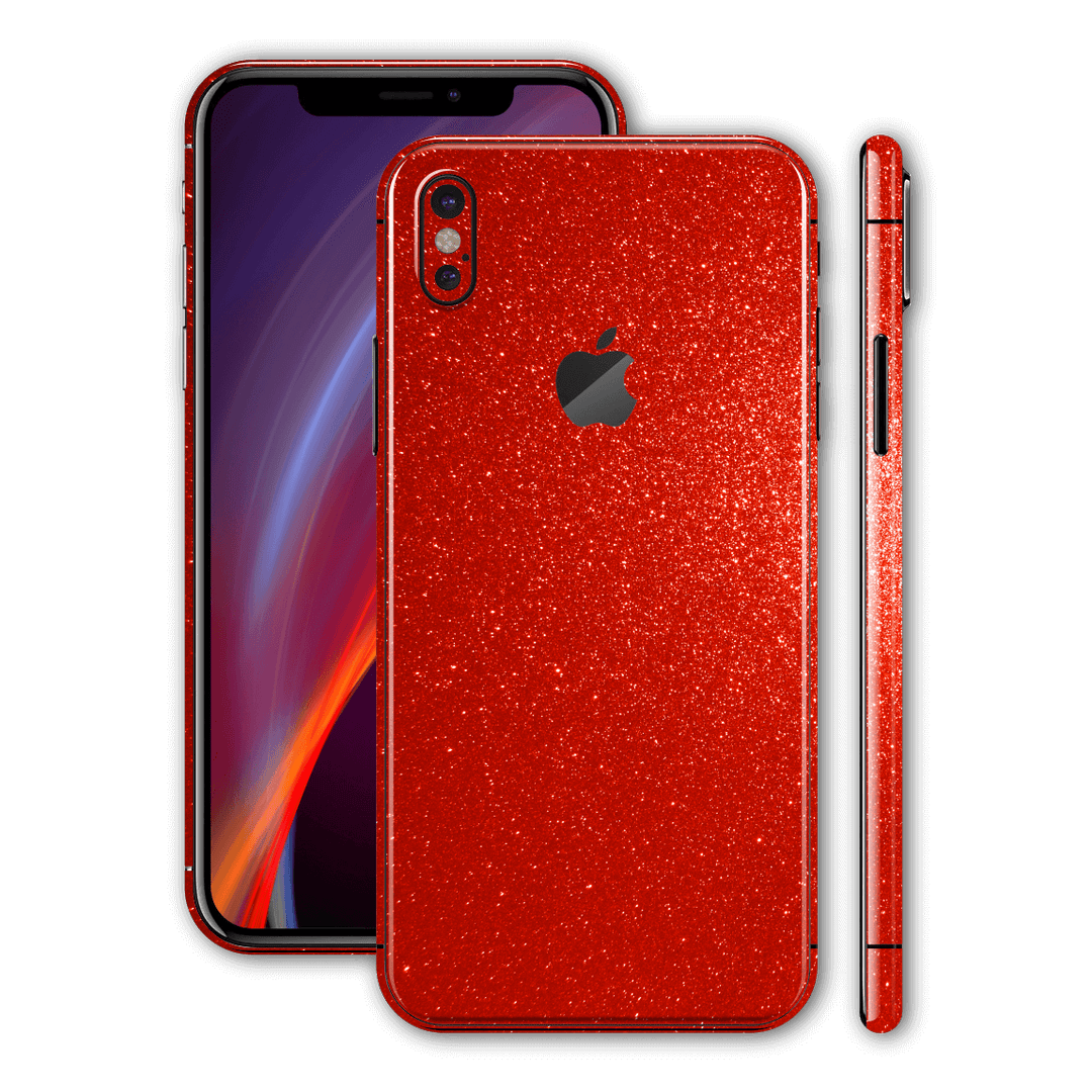 iPhone XS Diamond RED Shimmering, Sparkling, Glitter Skin, Wrap, Decal, Protector, Cover by EasySkinz | EasySkinz.com