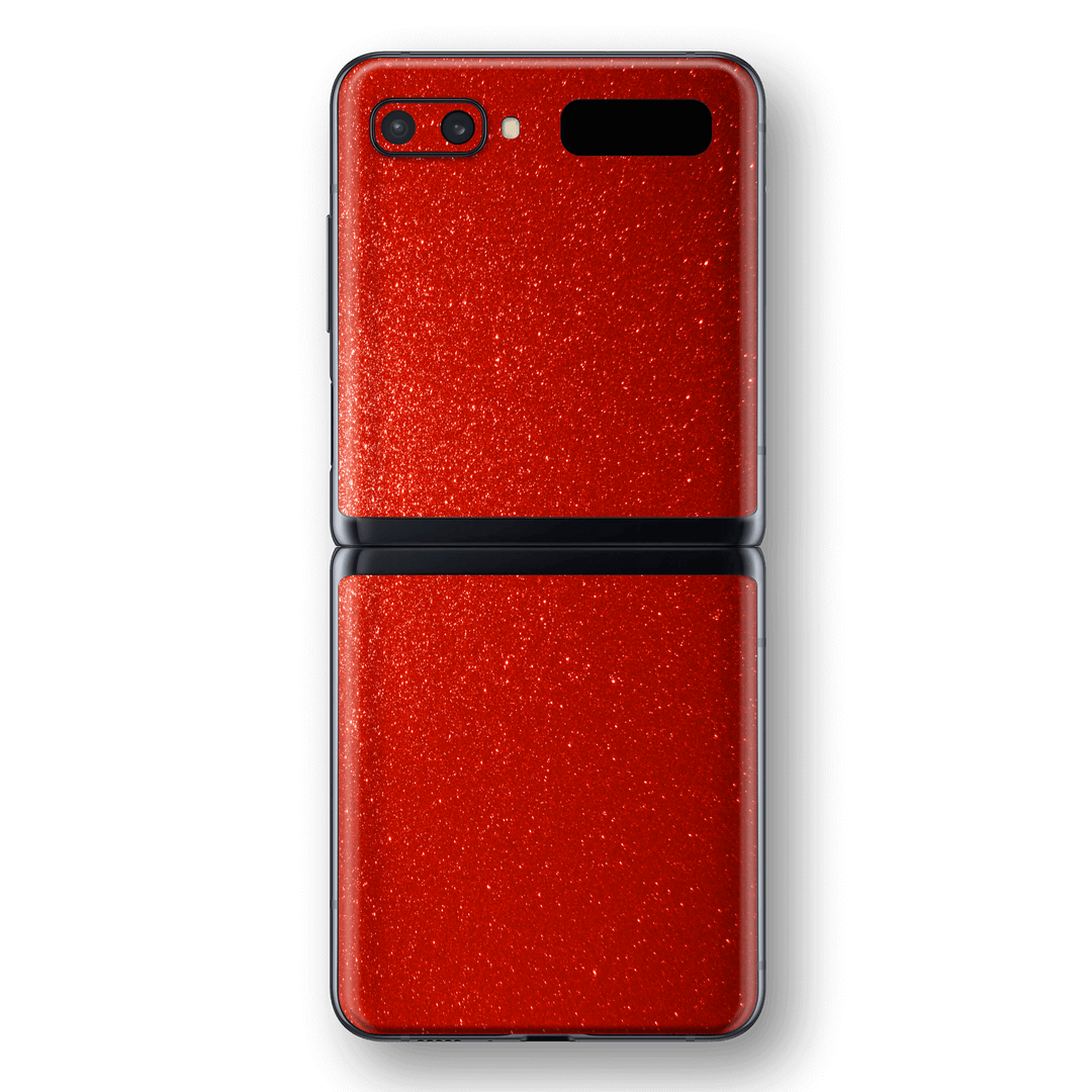 Samsung Galaxy Z Flip 5G Diamond Red Shimmering, Sparkling, Glitter Skin Wrap Sticker Decal Cover Protector by EasySkinz