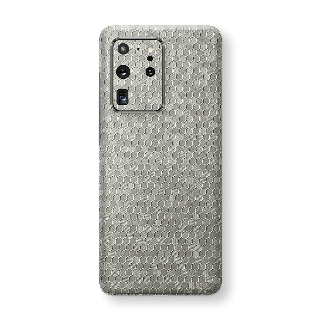 Samsung Galaxy S20 ULTRA SILVER Honeycomb 3D Textured Skin Wrap Sticker Decal Cover Protector by EasySkinz