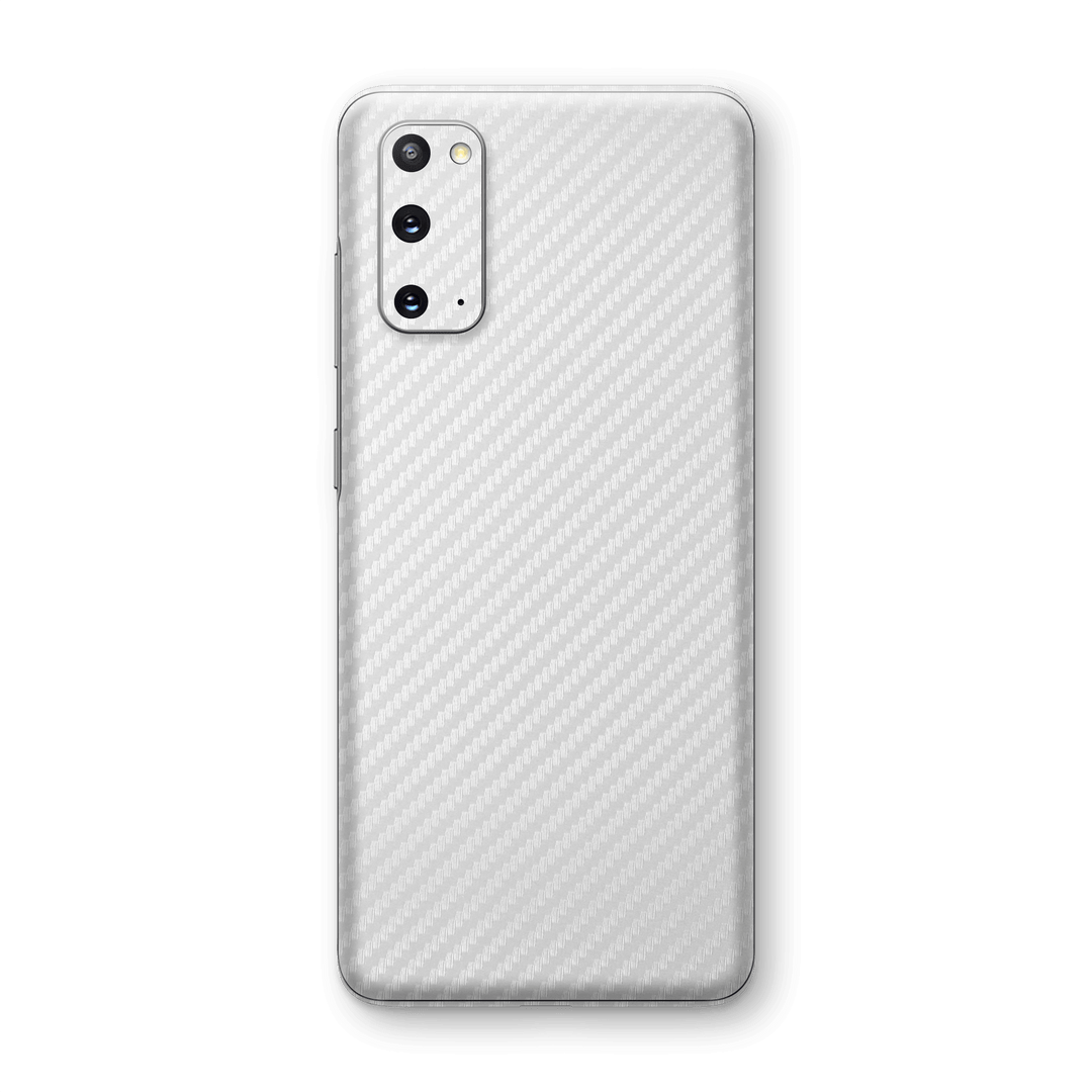 Samsung Galaxy S20 3D Textured White Carbon Fibre Fiber Skin Wrap Sticker Decal Cover Protector by EasySkinz