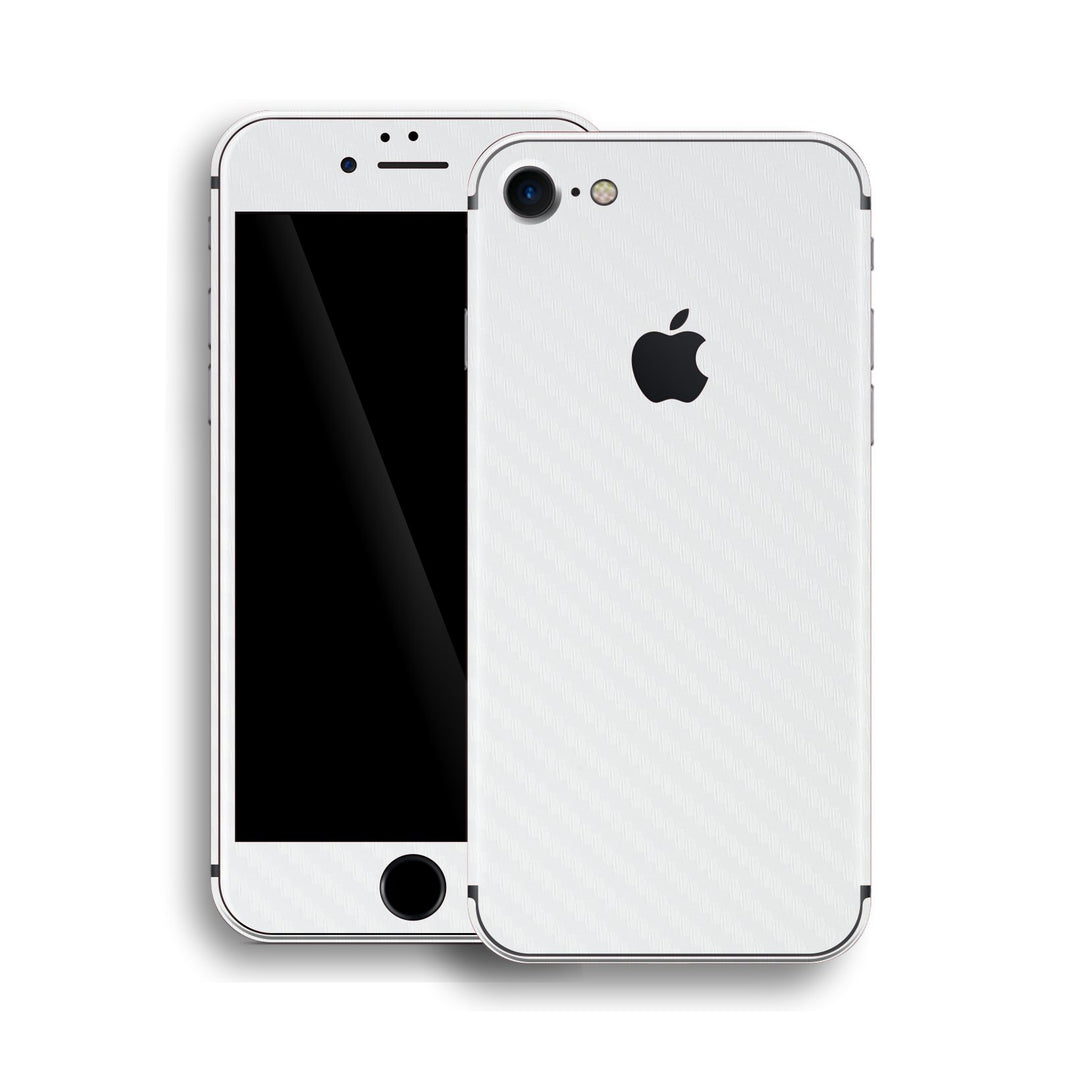 iPhone 8 White 3D Textured CARBON Fibre Fiber Skin, Wrap, Decal, Protector, Cover by EasySkinz | EasySkinz.com