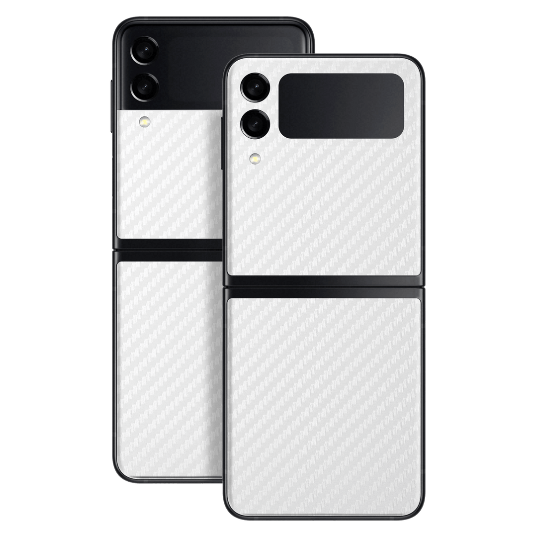 Samsung Galaxy Z Flip 3 White 3D Textured Carbon Fibre Fiber Skin Wrap Sticker Decal Cover Protector by EasySkinz | EasySkinz.com