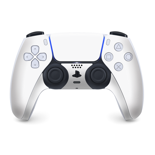 PS5 Playstation 5 DualSense Wireless Controller Skin - Gloss Glossy Jet White Skin Wrap Decal Cover Protector by EasySkinz | EasySkinz.com