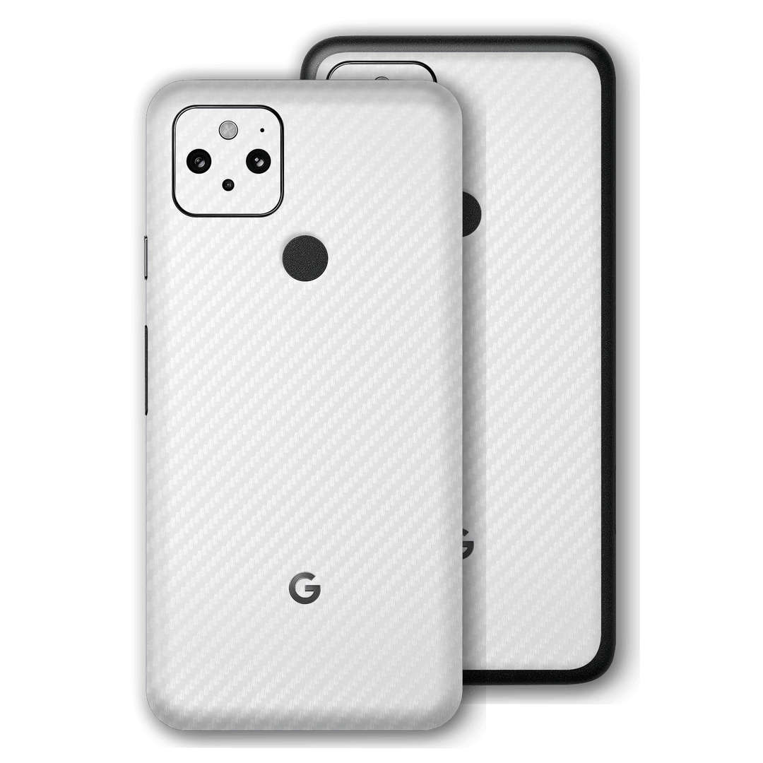 Pixel 5 White 3D Textured CARBON Fibre Fiber Skin, Wrap, Decal, Protector, Cover by EasySkinz | EasySkinz.com