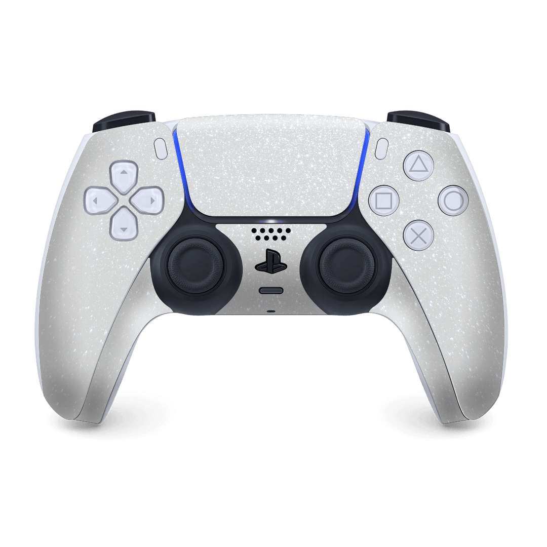 PS5 Playstation 5 DualSense Wireless Controller Skin - Diamond White Shimmering Sparkling Glitter Skin Wrap Decal Cover Protector by EasySkinz | EasySkinz.com