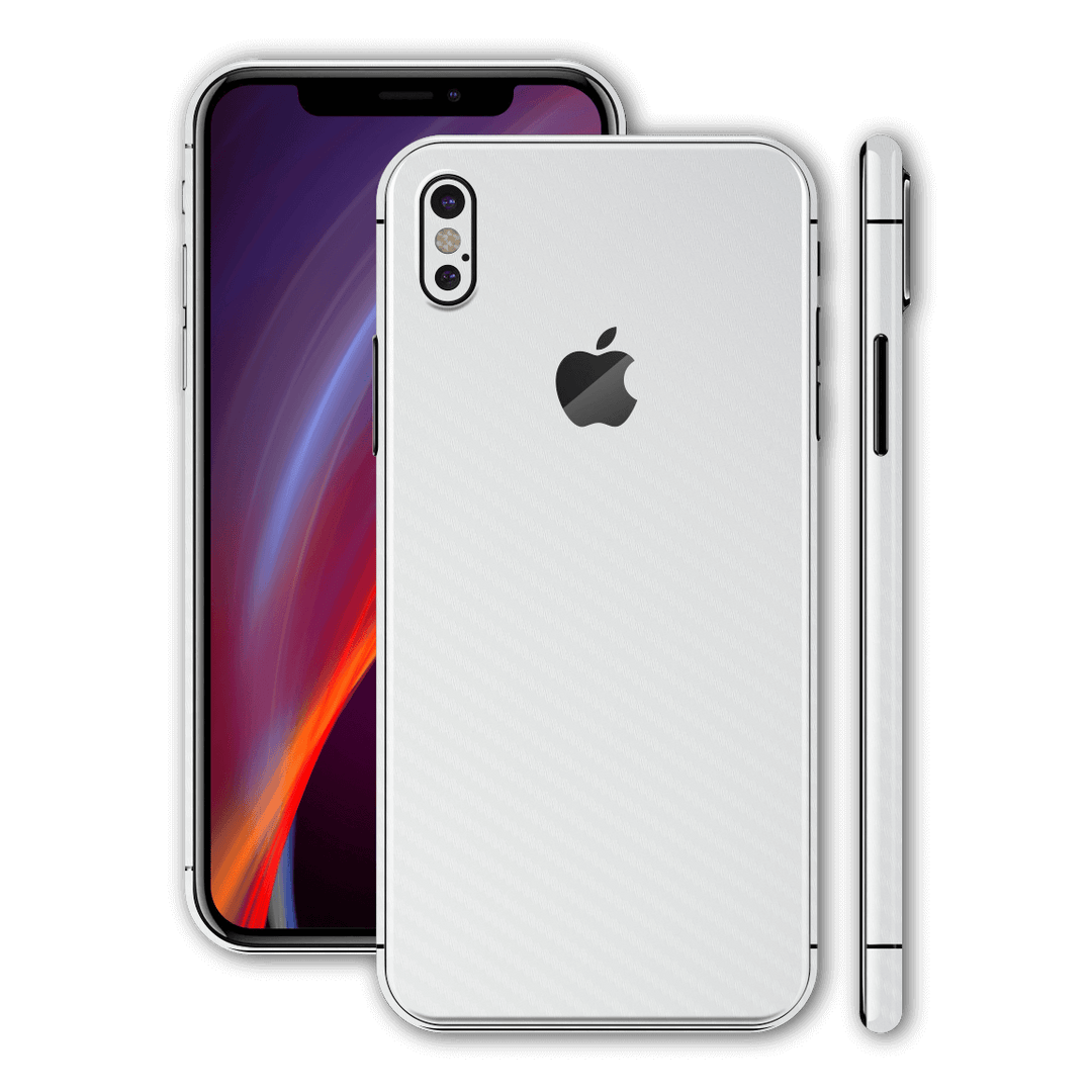 iPhone XS White 3D Textured CARBON Fibre Fiber Skin, Wrap, Decal, Protector, Cover by EasySkinz | EasySkinz.com