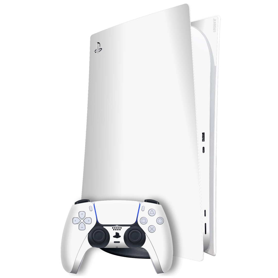 Playstation 5 (PS5) DIGITAL EDITION Gloss Glossy Jet White Skin Wrap Sticker Decal Cover Protector by EasySkinz | EasySkinz.com