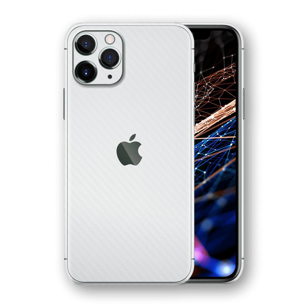 iPhone 11 PRO 3D White CARBON Fibre Skin Wrap Decal - Main Image