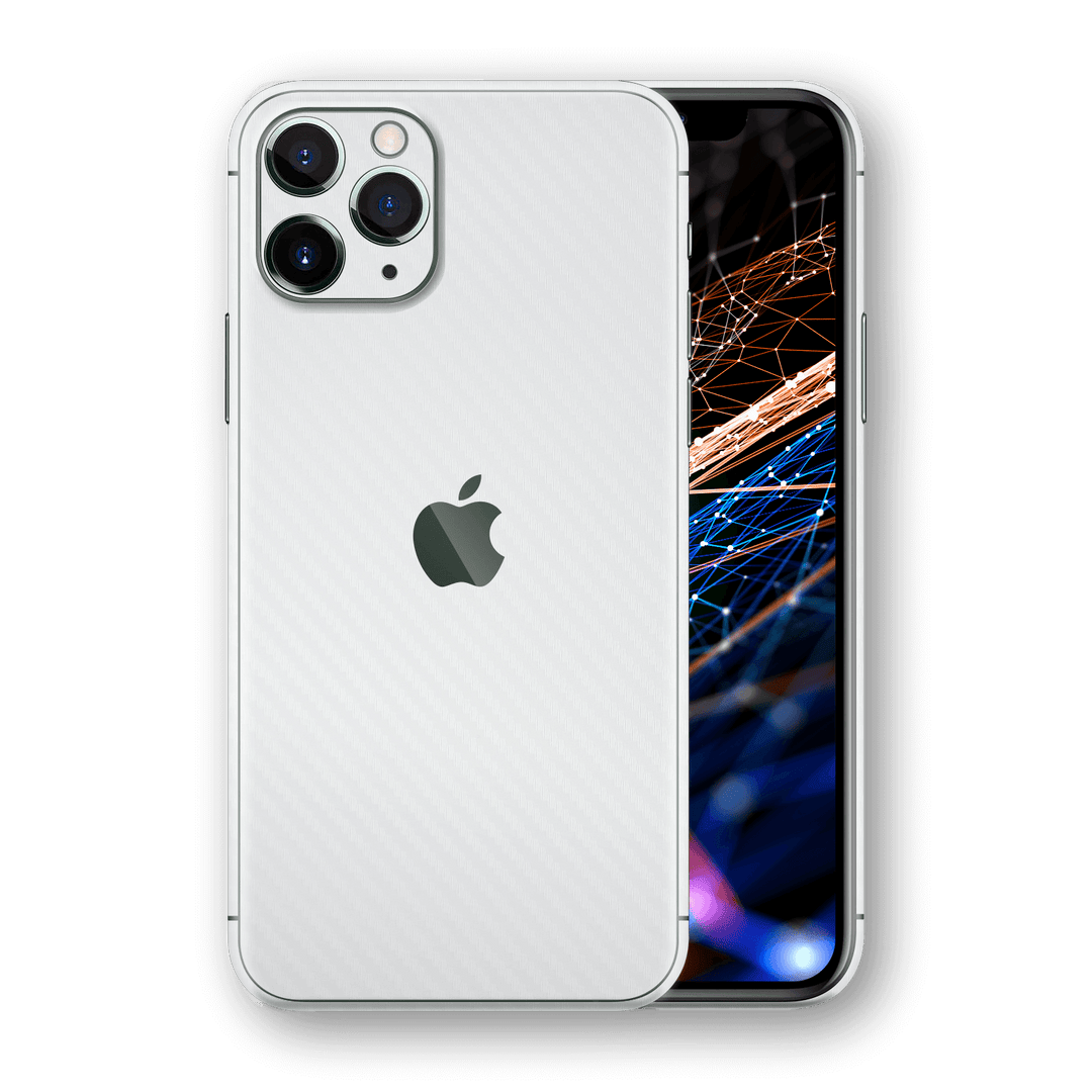 iPhone 11 PRO White 3D Textured CARBON Fibre Fiber Skin, Wrap, Decal, Protector, Cover by EasySkinz | EasySkinz.com  Edit alt text